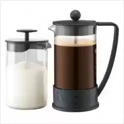 Bodum Set Brazil Cafetiere en Aerius Melkschuimer (K10938-01) bij De Koffiethuiswinkel