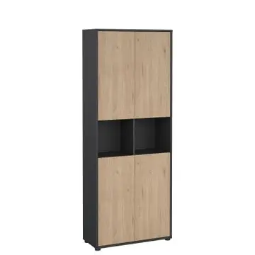 Boekenkast Bram Donkergrijs / Eiken - 80x205x35 cm bij Woonexpress