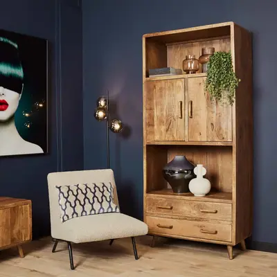 Boekenkast Omaha Naturel Mangohout 90 cm - Starfurn bij Mokana Meubelen
