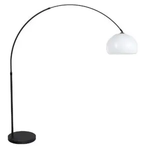 Booglamp zwart met witte kap verstelbaar E27 Mexlite Flair bij Directlampen