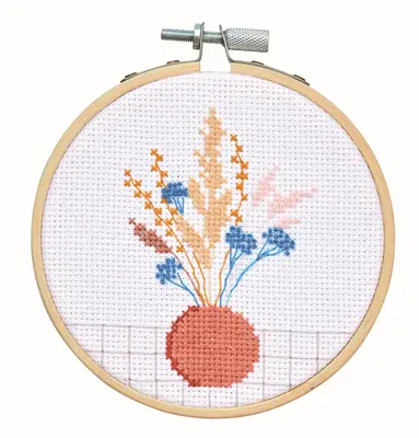 Borduurpakket mini - 10 cm - gedroogde bloemen bij Pipoos