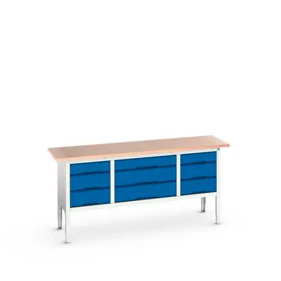 Bott 16923033.11 Verso verstelbare werkbank 2000x600x830-930mm Multiplex 9 laden RAL 5010 bij Toolnation