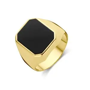Bouman Collectie 14 Karaats Geelgouden Zegelring met Onyx bij BoumanOnline