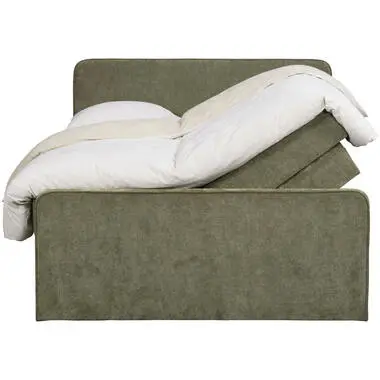 Boxspring met opbergruimte Mori - vergrijsd groen - 160x200 cm bij Leen Bakker
