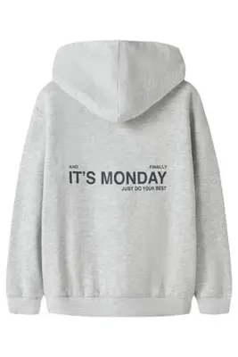 boxy hoodie met backprint en tekst - grijs bij Wehkamp