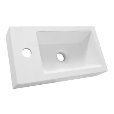Brauer Solar Thick fontein mineraalmarmer 40x22cm met kraangat wit glans bij Sanitairkamer