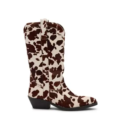 Bruine cow print cowboylaarzen bij Sacha