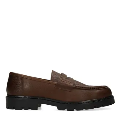 Bruine leren loafers bij Manfield
