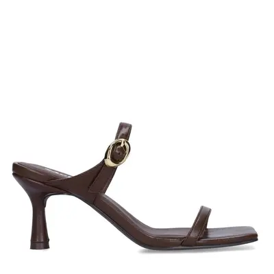 Bruine leren sandalen met hak bij Sacha