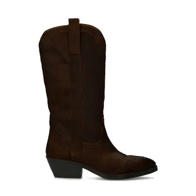 Bruine pony hair cowboylaarzen bij Sacha