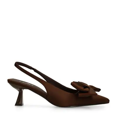 Bruine slingback pumps met strik bij Sacha