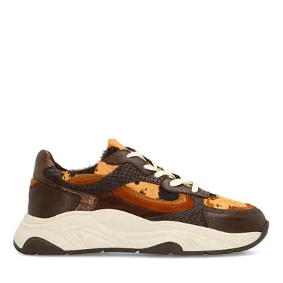 Bruine sneakers met cow print bij Sacha