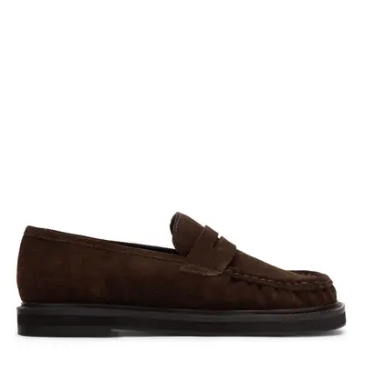 Bruine suède loafers bij Sacha