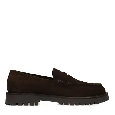 Bruine suède loafers bij Manfield