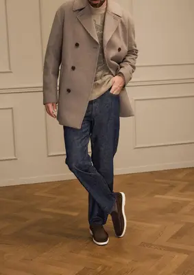 Bruine suède loafers bij Manfield