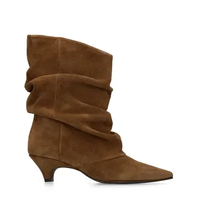 Bruine suède slouchy enkellaarsjes met hak bij Sacha