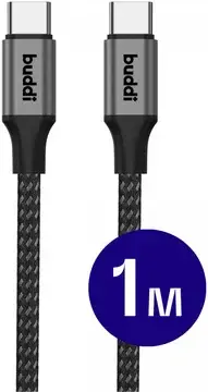 Buddi Flex USB-C naar USB-C Kabel 60W Fast Charge 1M Zwart bij GSMpunt