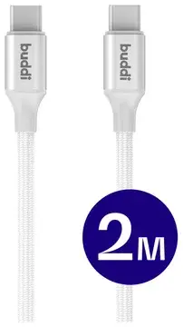Buddi Flex USB-C naar USB-C Kabel 60W Fast Charge 2M Wit bij GSMpunt
