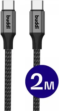 Buddi Flex USB-C naar USB-C Kabel 60W Fast Charge 2M Zwart bij GSMpunt