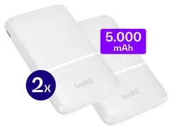 Buddi Go Powerbank USB-C Reisformaat Mini Compact 5.000 mAh Duo Pack Wit bij GSMpunt