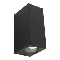 Buiten wandlamp vierkant 2 lichts zwart bij Lampidee