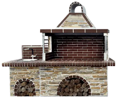 Buitenkeuken set BBQ met gootsteen - Brown firebrick & Stenar Sykis bij Pizzaovens.shop