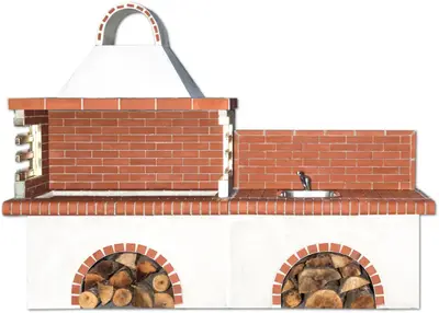 Buitenkeuken set BBQ met gootsteen - red firebrick & Concrete bij Pizzaovens.shop