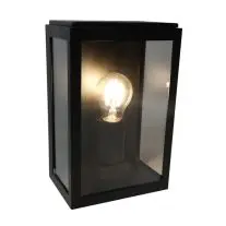 Buitenlamp wand h: 25cm IP44 zwart+glas bij Lampidee