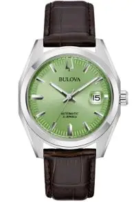 Bulova Mens Steel Green Leather Sapphire Automatic 39mm bij HorlogeGigant