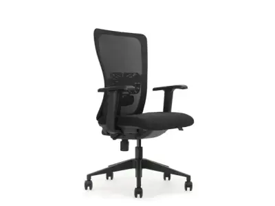 Bureaustoel serie 250 NEN-EN 1335 Zwart Mesh en Zwart voetkruis bij DiscountOffice.nl