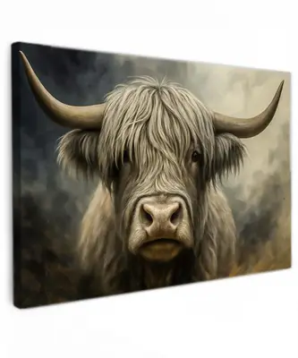 Canvas Schilderij Hooglander - Hoorn van de Hooglanden bij Online-Schilderij
