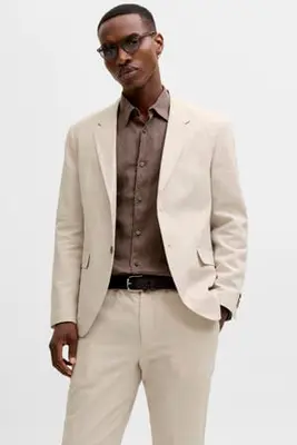 colbert met linnen beige bij Wehkamp