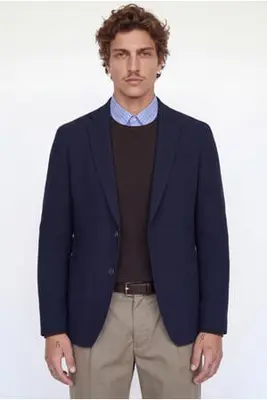 colbert met textuur donkerblauw bij Wehkamp