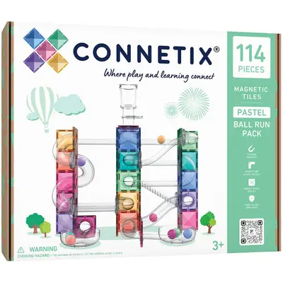 connetix magnetische tegels knikkerbaan - pastel - 114st bij ilovespeelgoed