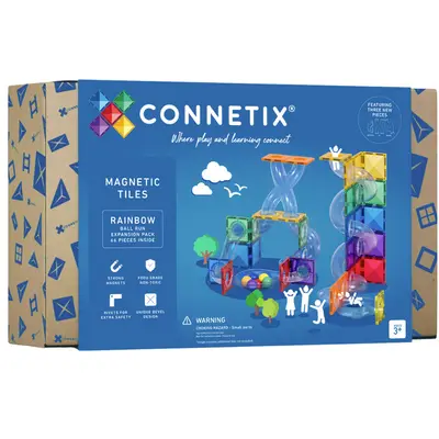 connetix magnetische tegels knikkerbaan - rainbow - 66st bij ilovespeelgoed