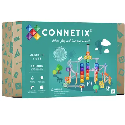 connetix magnetische tegels knikkerbaan - rainbow - 92st bij ilovespeelgoed