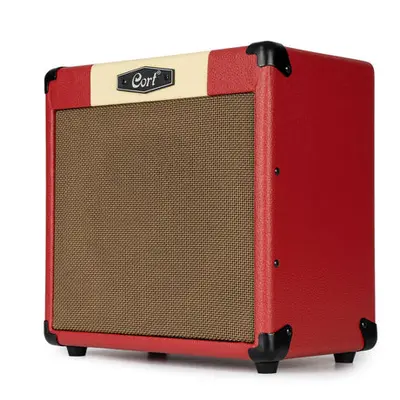 Cort CM15RDR 15W Gitaarversterker met 8 inch Speaker, Reverb en 2 Kanalen Dark Red bij VDS Instrumenten