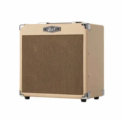 Cort CM15RWTS 15W Gitaarversterker met 8 inch Speaker, Reverb en 2 Kanalen White Sand bij VDS Instrumenten