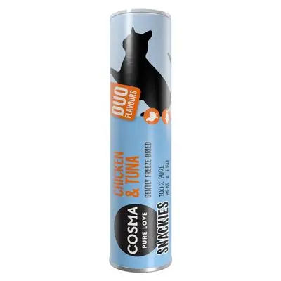 Cosma snackies DUO 2 in 1 - Gevriesdroogde Kattensnacks Kippenborst & Tonijnfilet (26 g) bij Bitiba