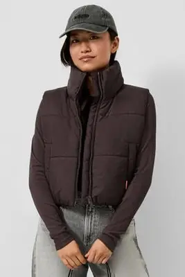cropped bodywarmer - donkerbruin bij Wehkamp