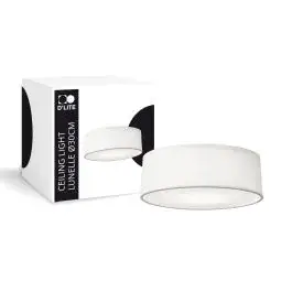 D'Lite Plafondlamp Lunelle 30cm Textiel Wit | Geschikt voor 2x E27 bij Lampdirect