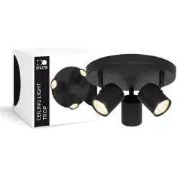 D'Lite Plafondlamp Trop Zanderig Zwart | Geschikt Voor 3x GU10 bij Lampdirect