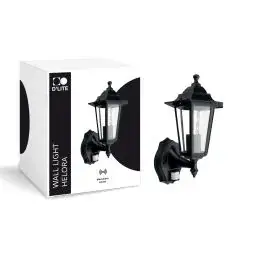 D'Lite Wandlamp Helora Zwart | IP44 - Geschikt voor 1x E27 - Bewegingssensor bij Lampdirect