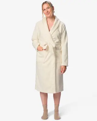 damesbadjas fleece gebroken wit bij HEMA