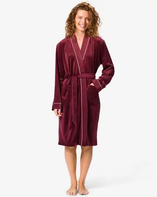 damesbadjas velours donkerrood bij HEMA