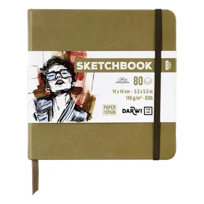 Darwi Sketch schetsboek - 14 x 14 cm - kaki bij Pipoos