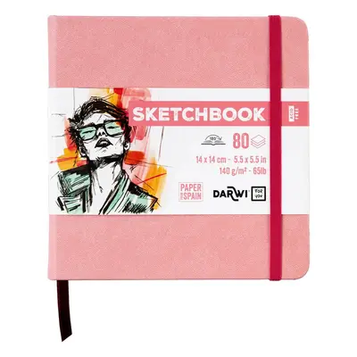 Darwi Sketch schetsboek - 14 x 14 cm - lichtroze bij Pipoos