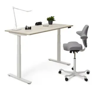 Deasc. Zit-sta bureau Flow | wit frame bij Bureaustoelexpress