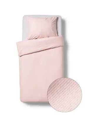 dekbedovertrek 140x200/220cm flanel lijnen roze bij HEMA
