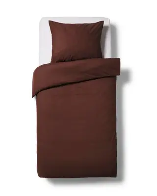 dekbedovertrek 140x200/220cm zacht katoen bruin bij HEMA